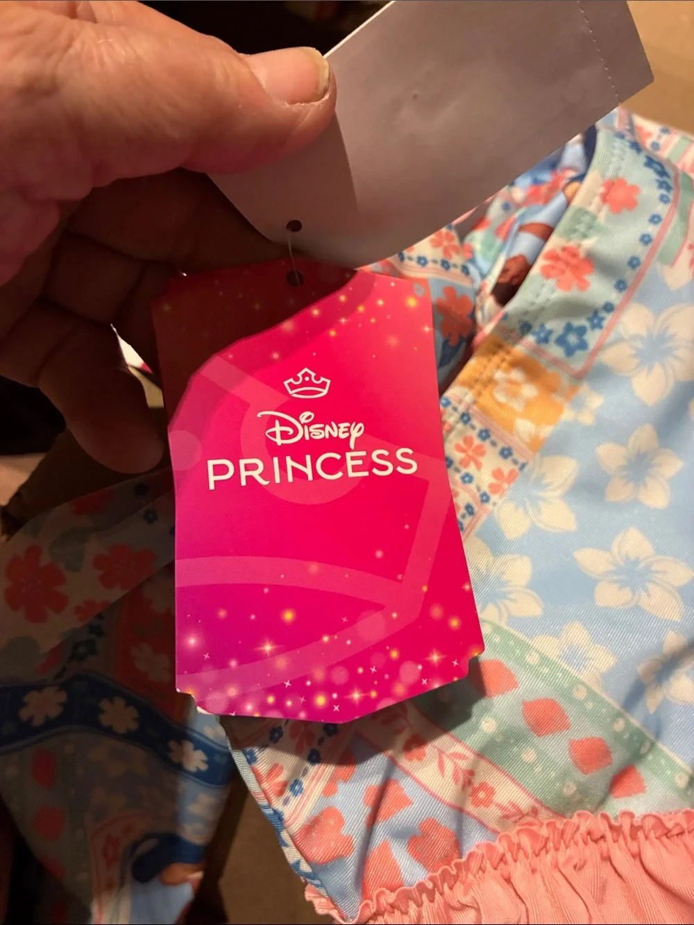 Disney Girls' Pink & Light Blue Moana Floral Long-Sleeve Two-Piece Swim Set